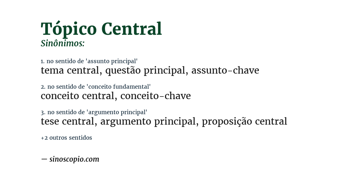 Sinônimo de tópico central