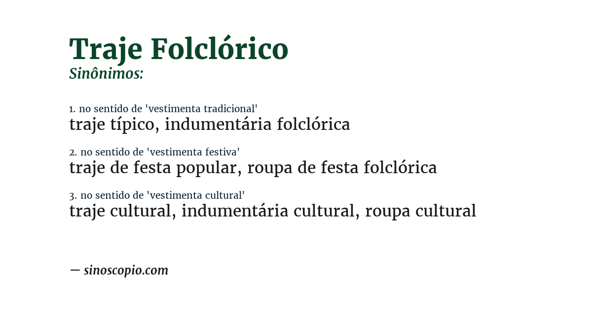 Sinônimo de traje folclórico