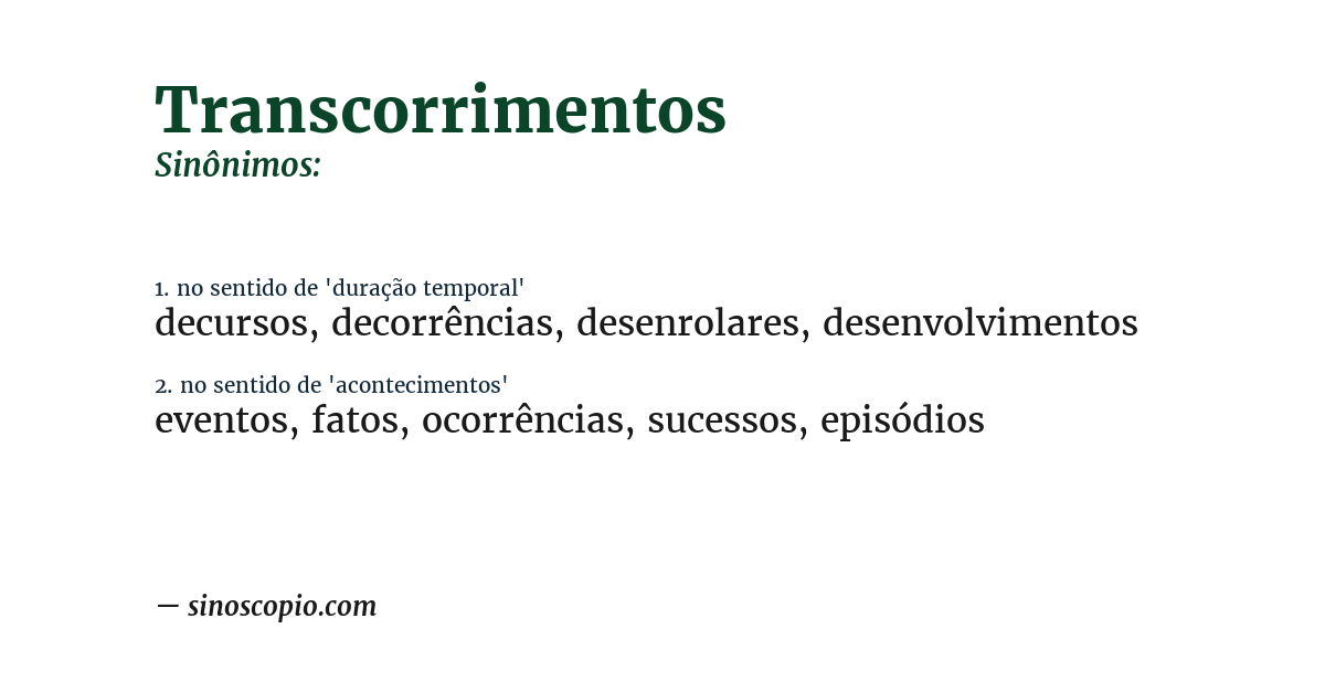Sinônimo de transcorrimentos