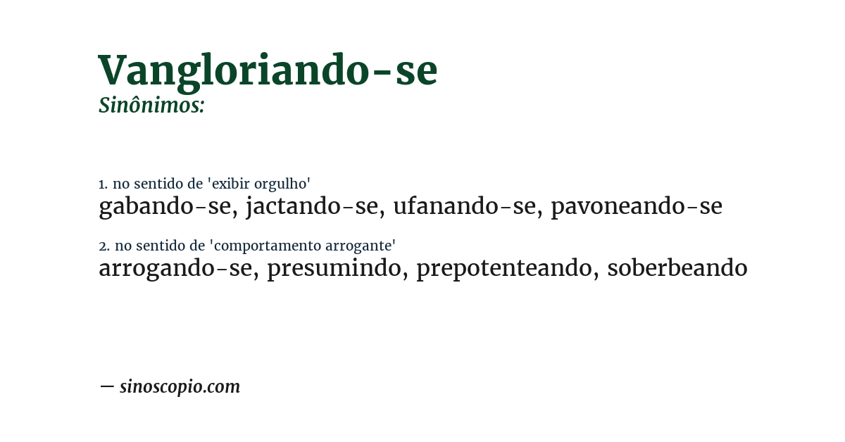 Sinônimo de vangloriando-se