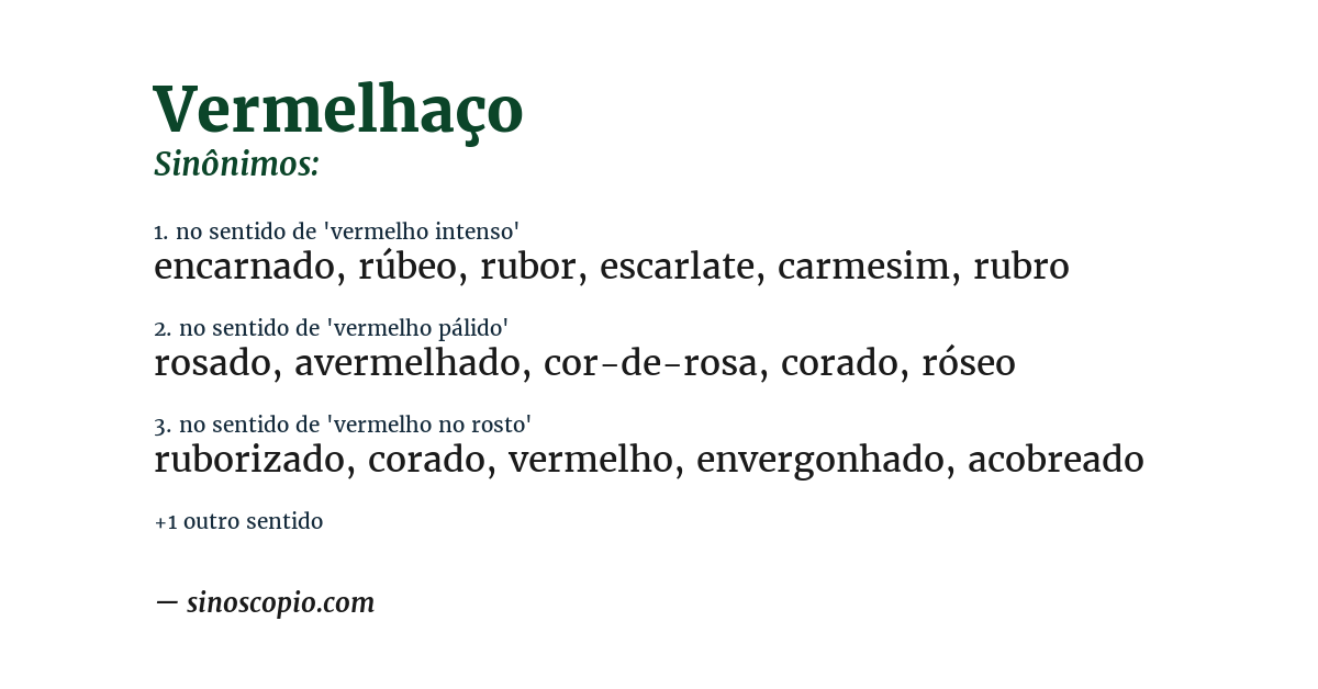 Sinônimo de vermelhaço