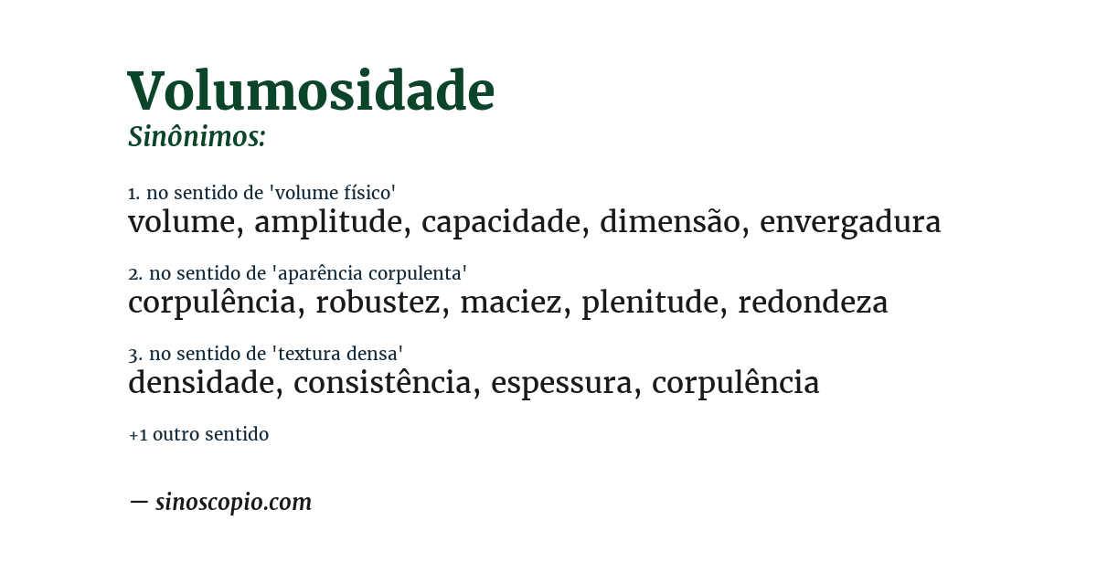 Sinônimo de volumosidade