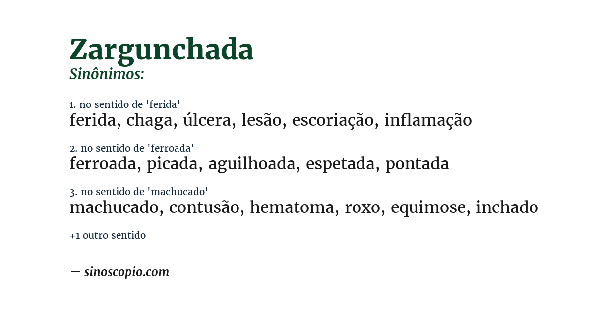 Sinônimo de zargunchada