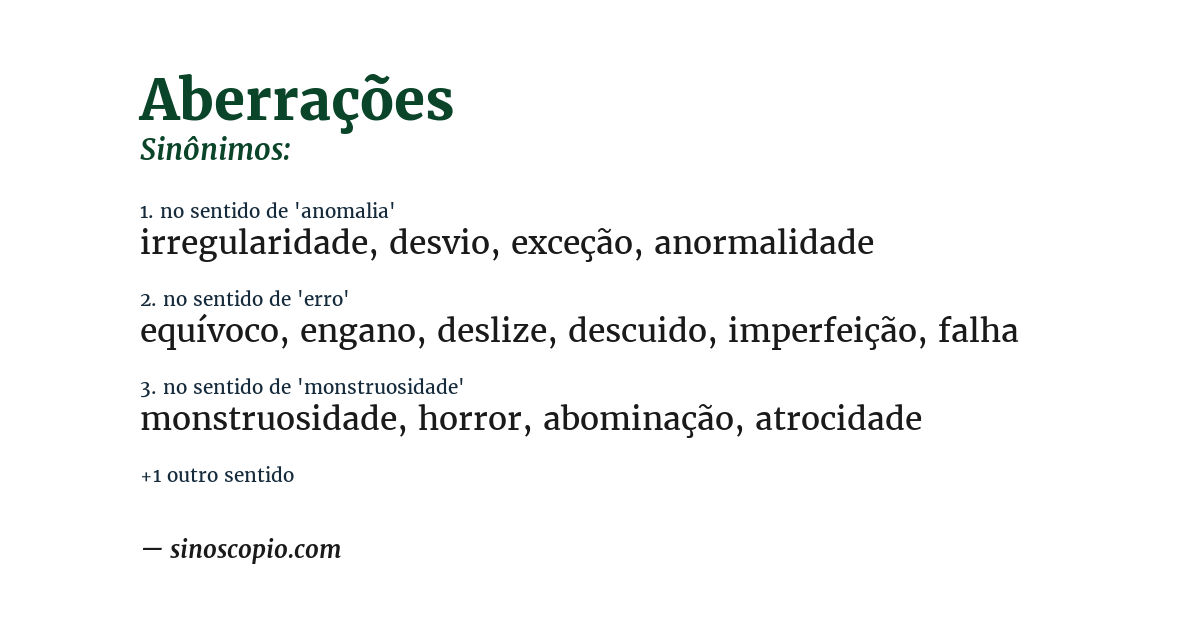 Sinônimo de aberrações