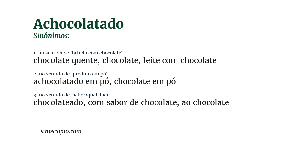 Sinônimo de achocolatado