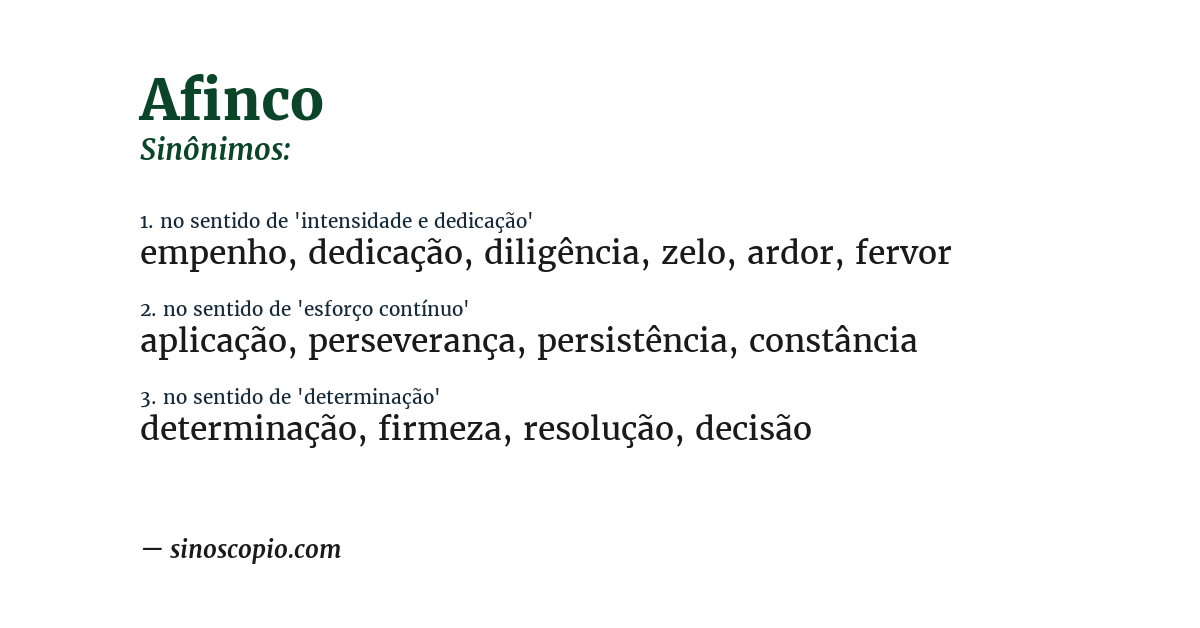 Sinônimo de afinco