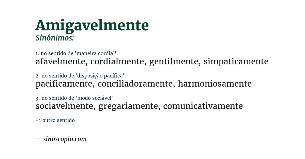 Sinônimo de amigavelmente