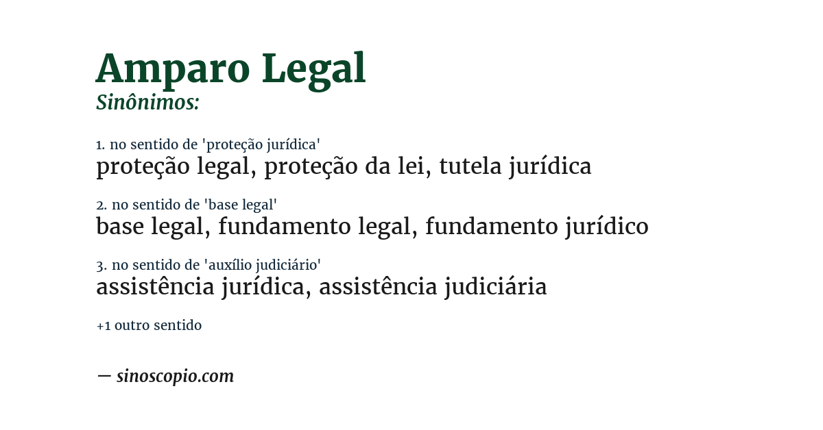 Sinônimo de amparo legal