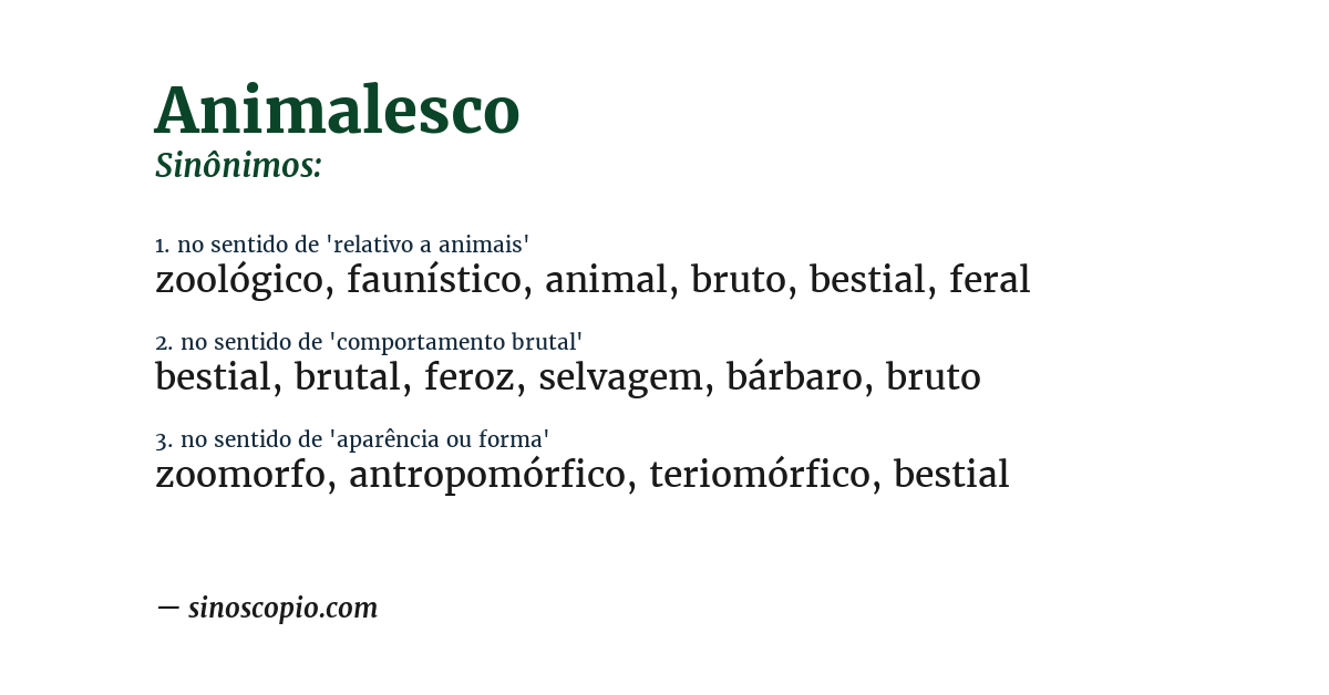 Sinônimo de animalesco