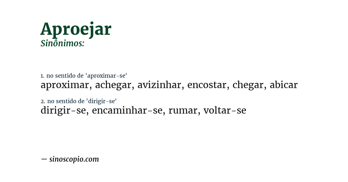 Sinônimo de aproejar