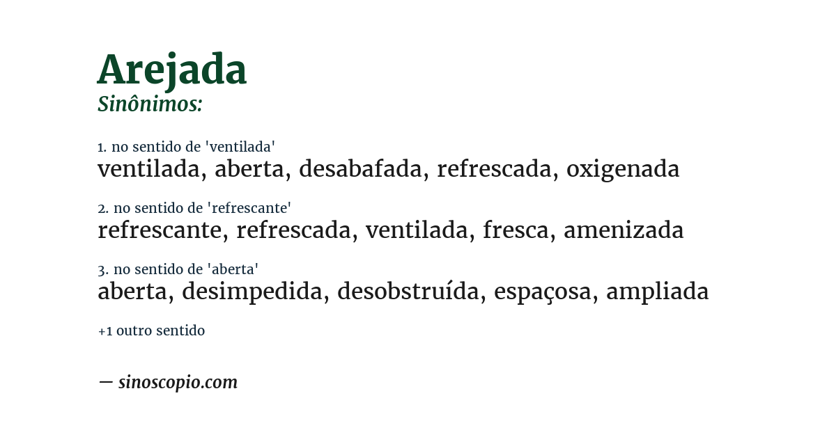 Sinônimo de arejada