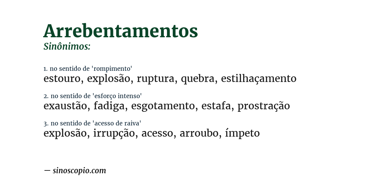 Sinônimo de arrebentamentos