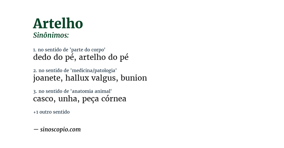 Sinônimo de artelho