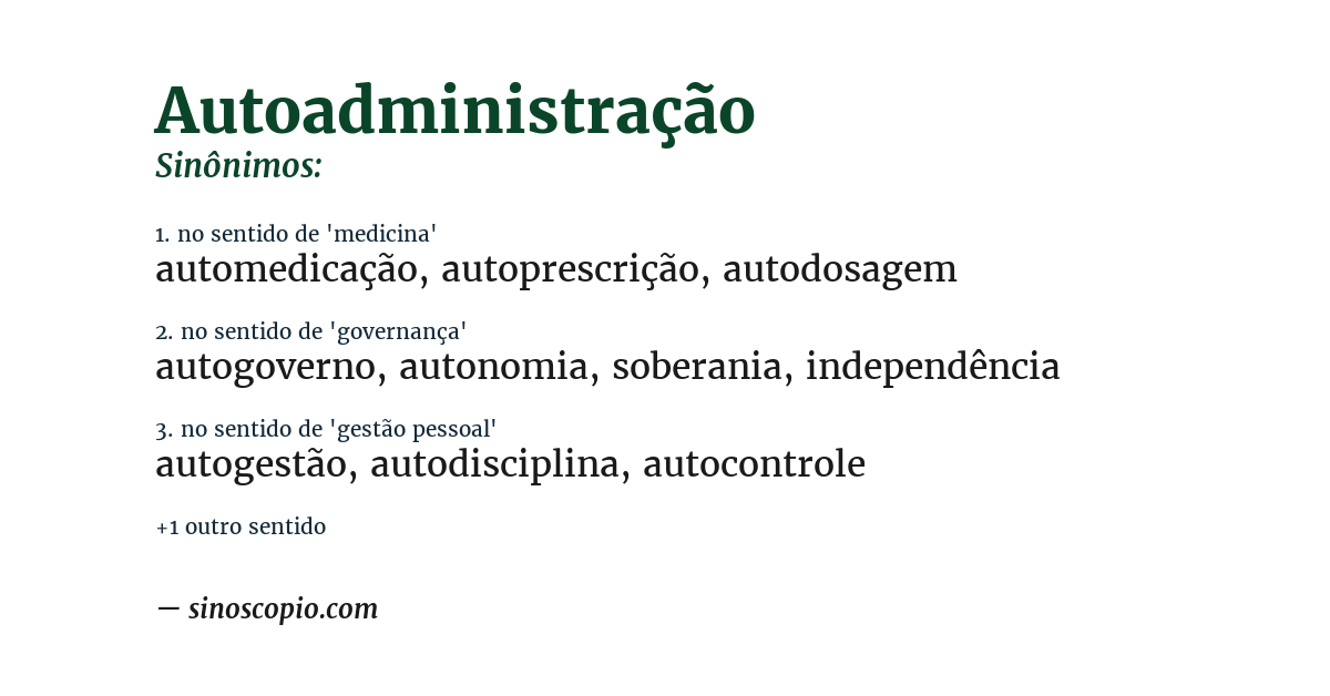 Sinônimo de autoadministração