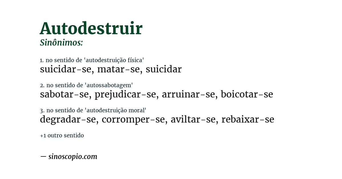 Sinônimo de autodestruir