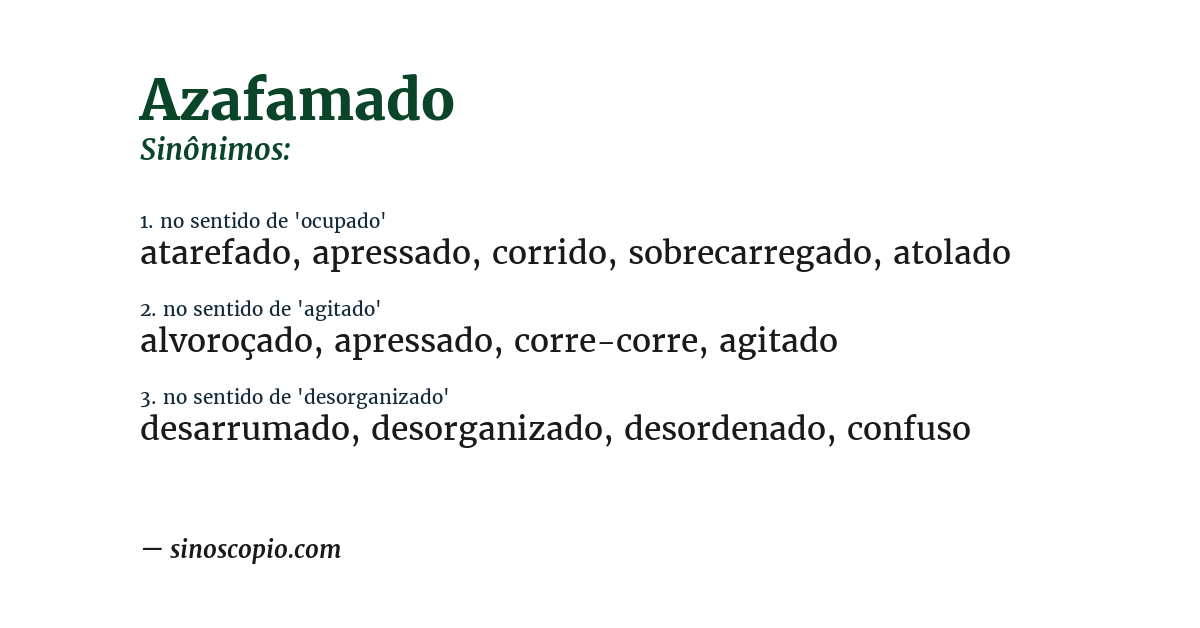 Sinônimo de azafamado