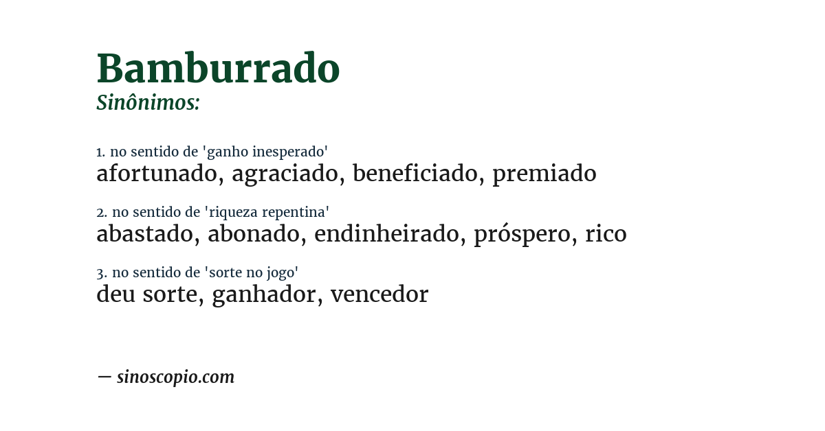 Sinônimo de bamburrado