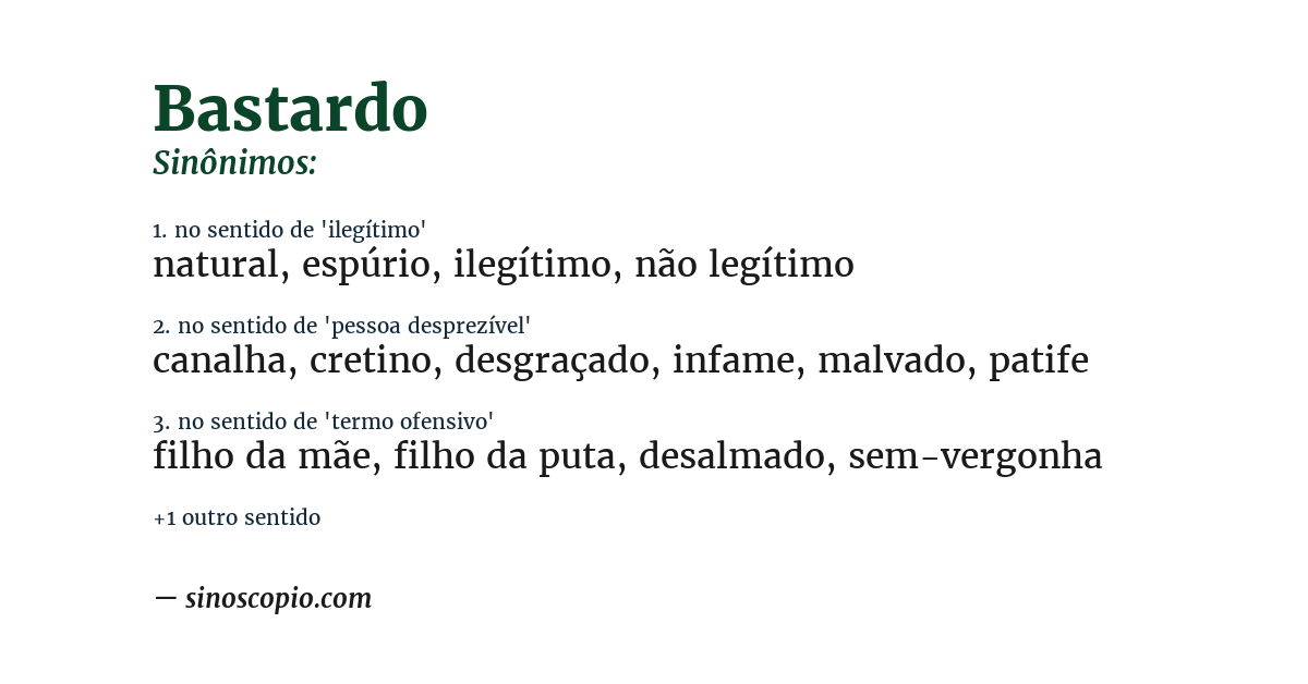 Sinônimo de bastardo