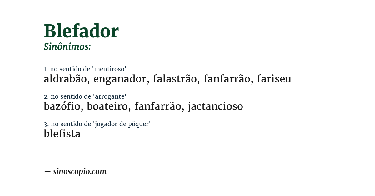 Sinônimo de blefador