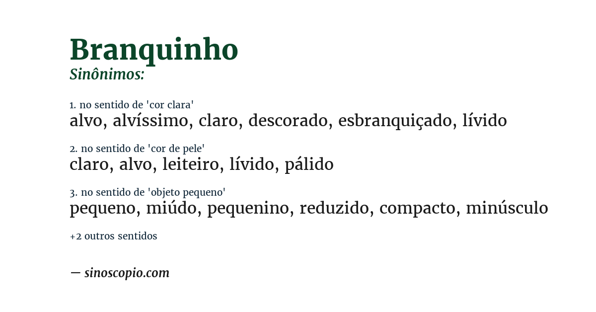 Sinônimo de branquinho