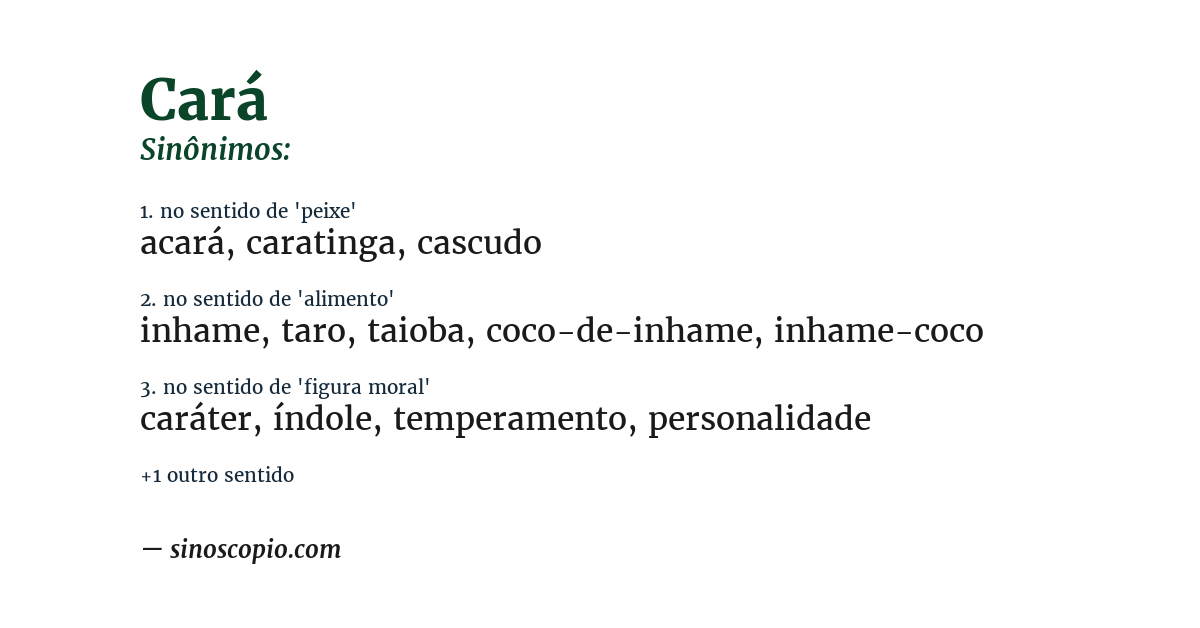 Sinônimo de cará