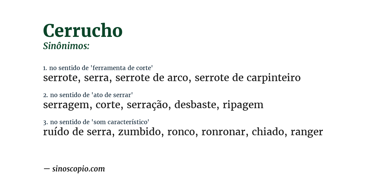 Sinônimo de cerrucho