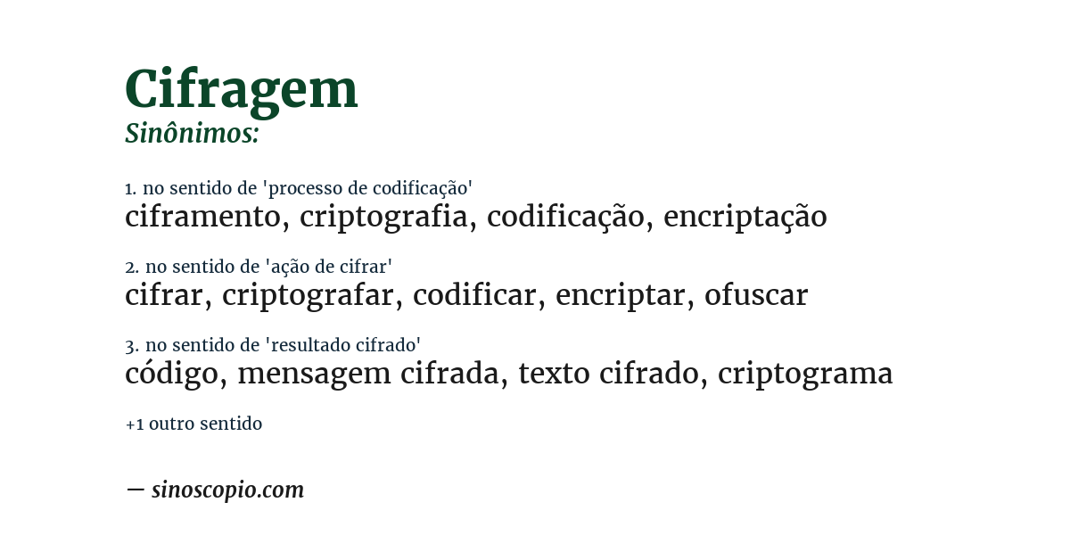 Sinônimo de cifragem