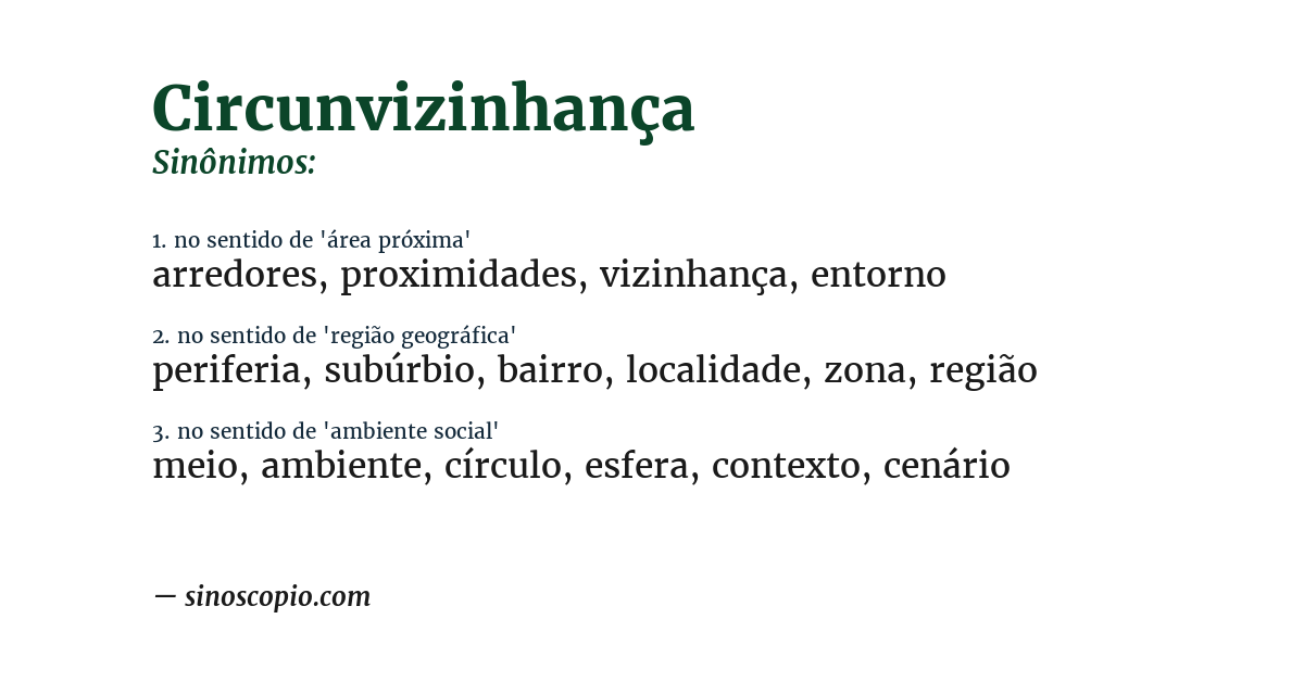 Sinônimo de circunvizinhança