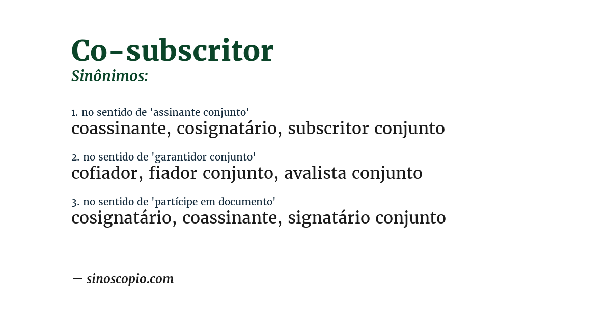 Sinônimo de co-subscritor