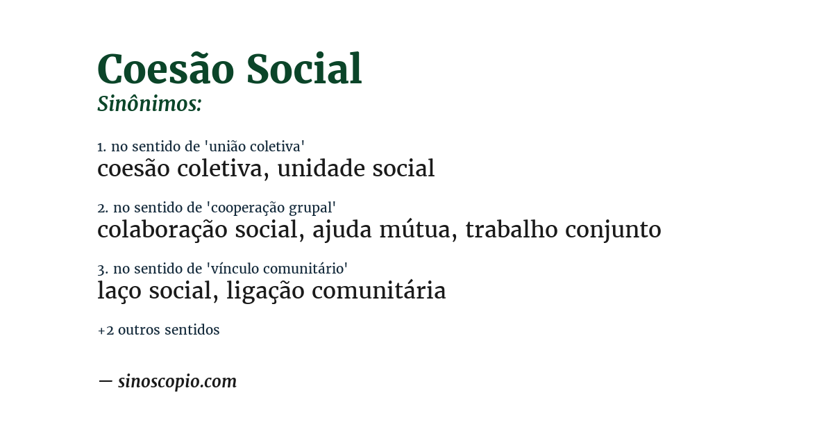 Sinônimo de coesão social