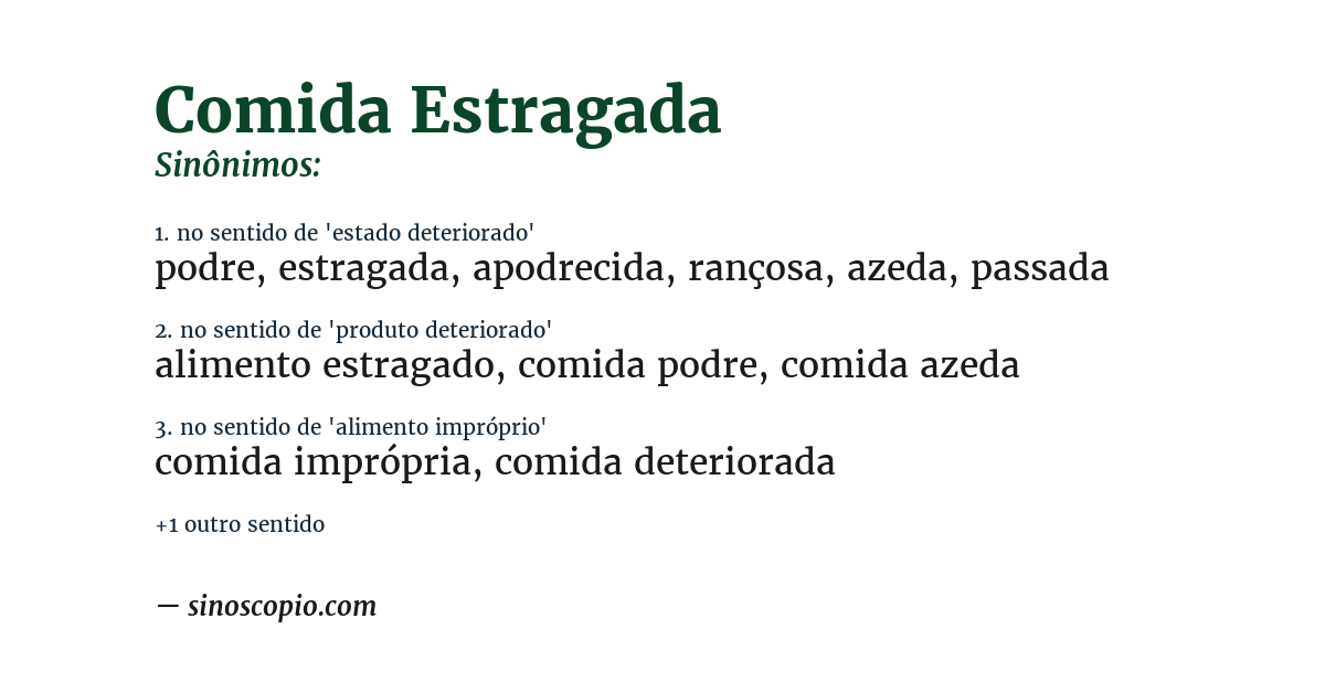 Sinônimo de comida estragada