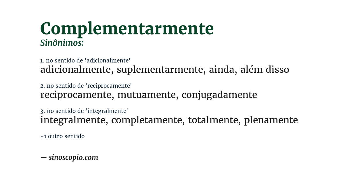 Sinônimo de complementarmente