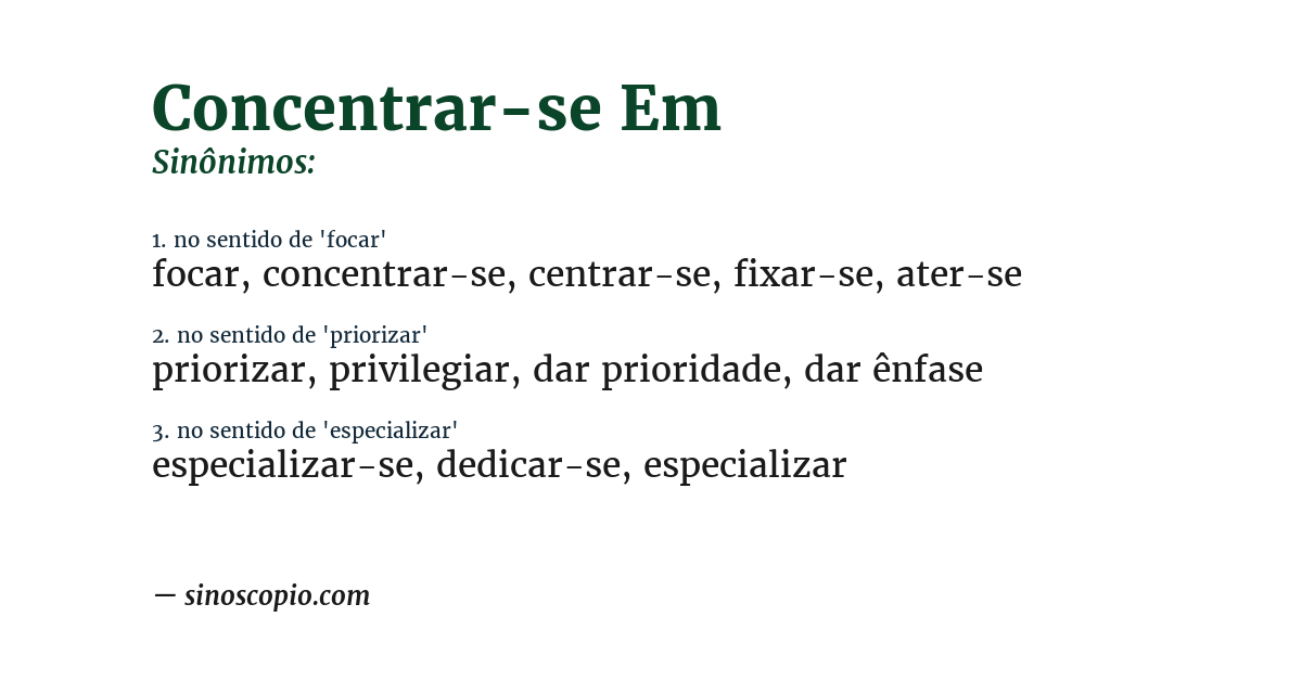 Sinônimo de concentrar-se em