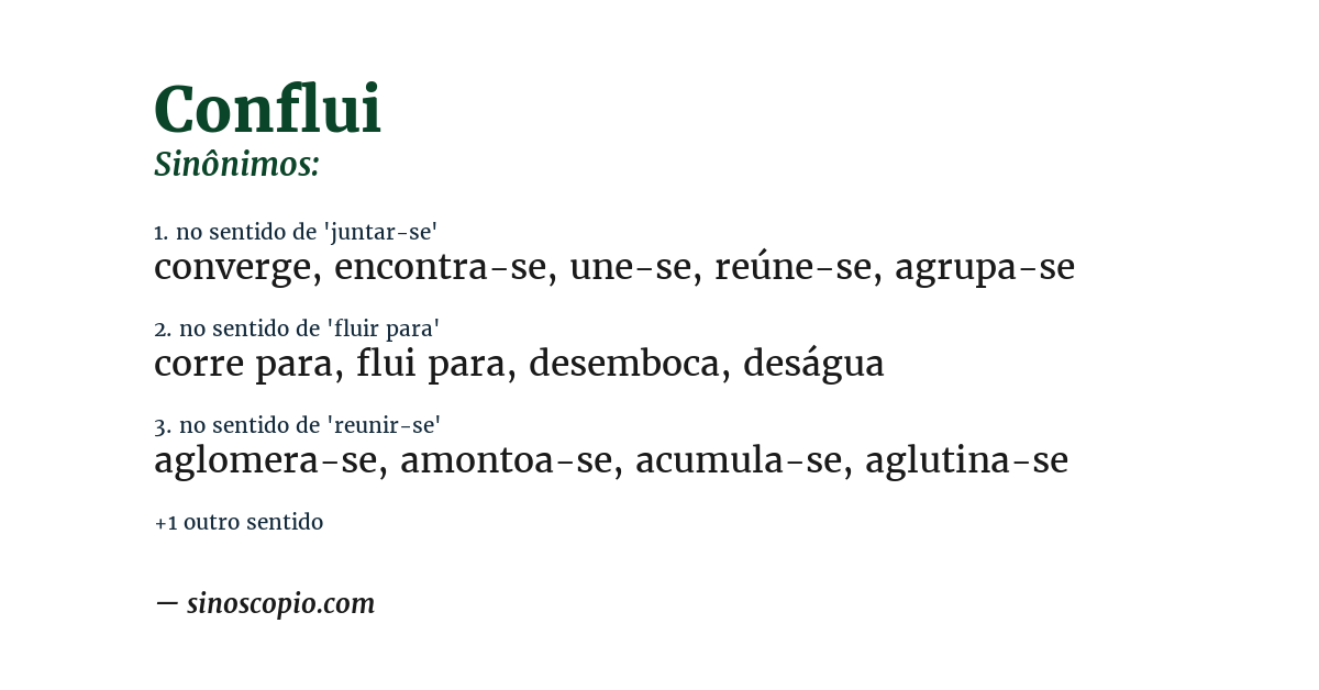 Sinônimo de conflui