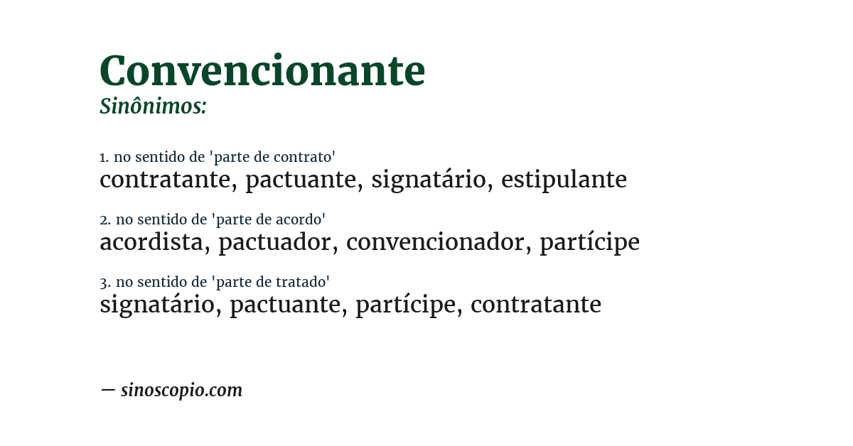 Sinônimo de convencionante