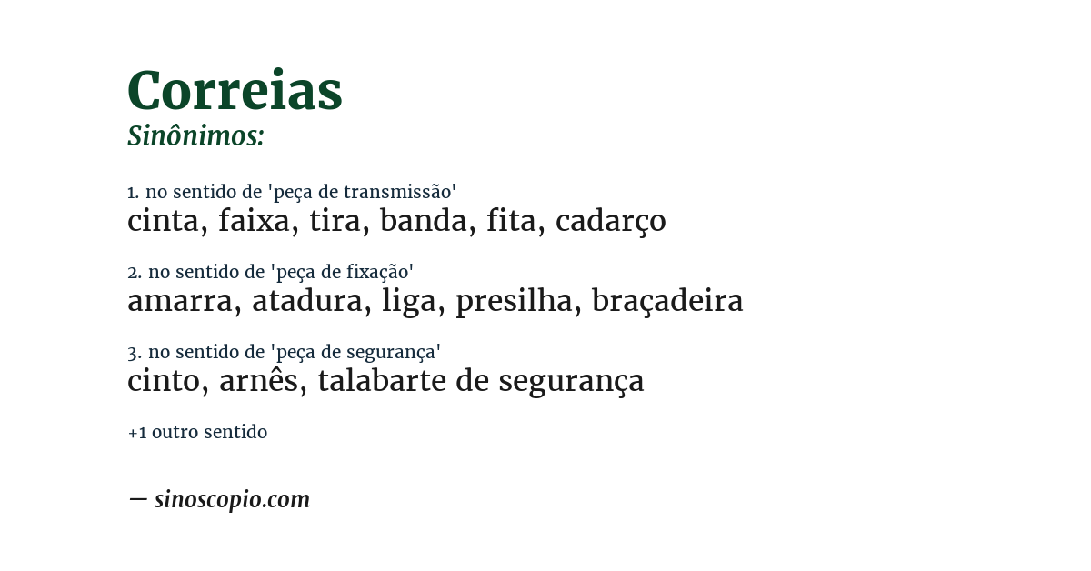 Sinônimo de correias