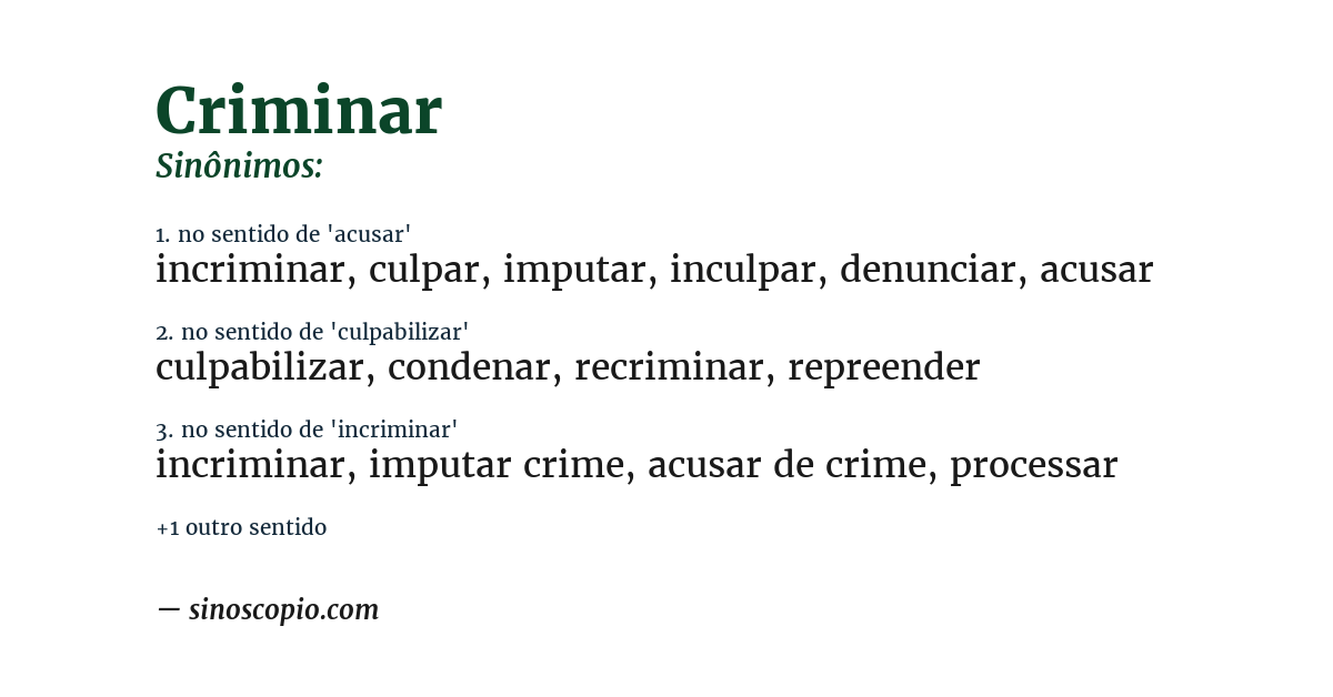 Sinônimo de criminar