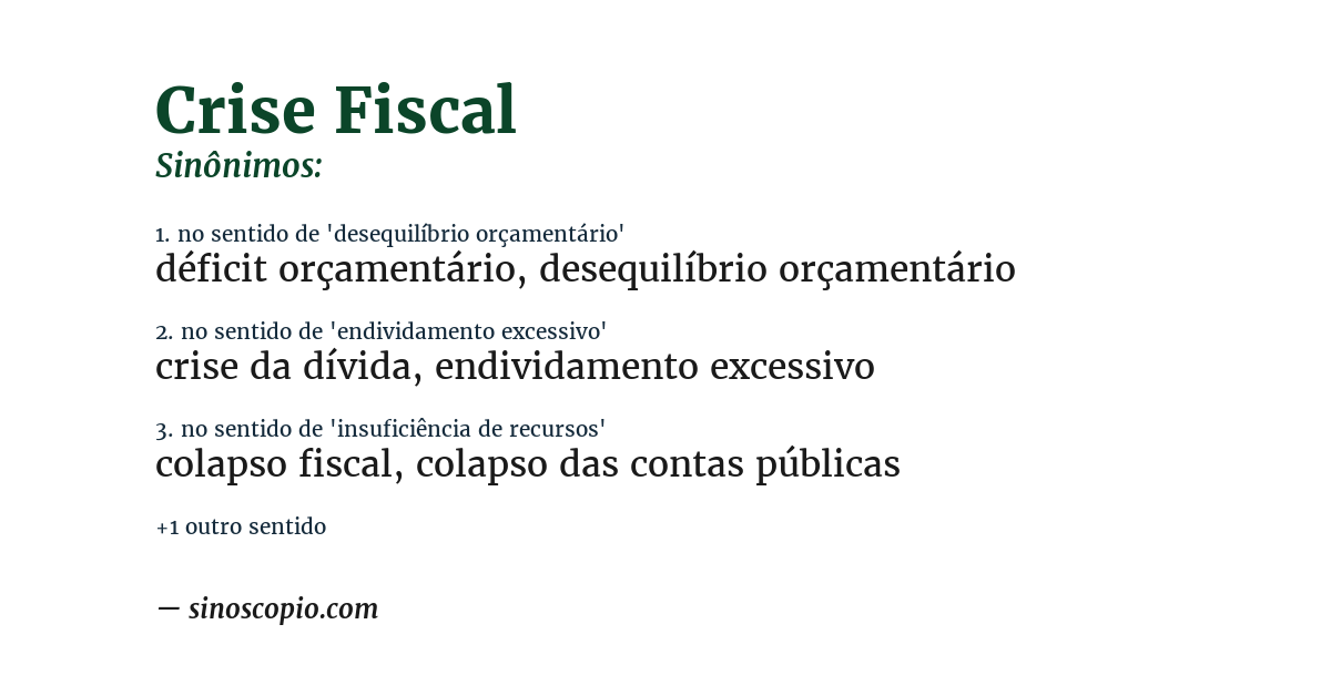 Sinônimo de crise fiscal
