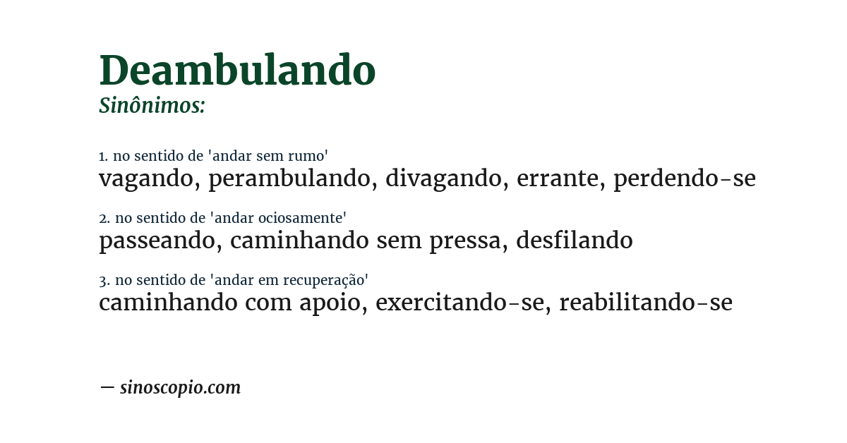 Sinônimo de deambulando