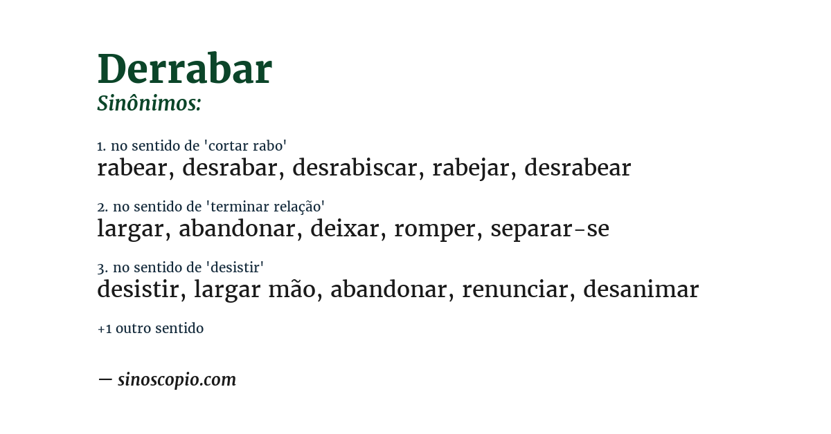 Sinônimo de derrabar