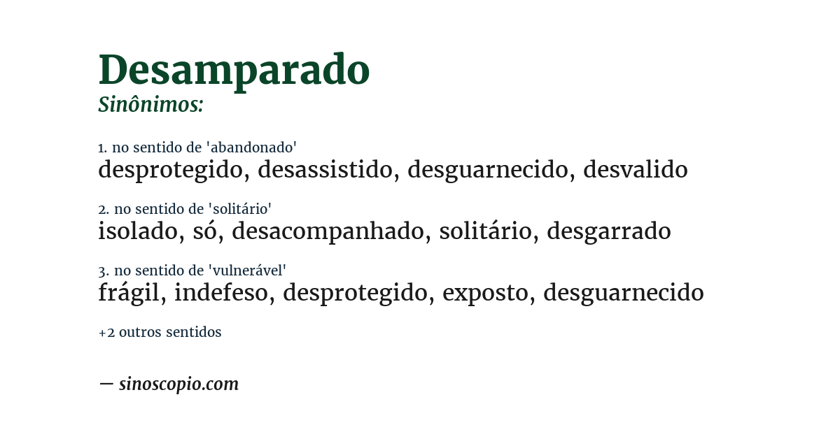 Sinônimo de desamparado