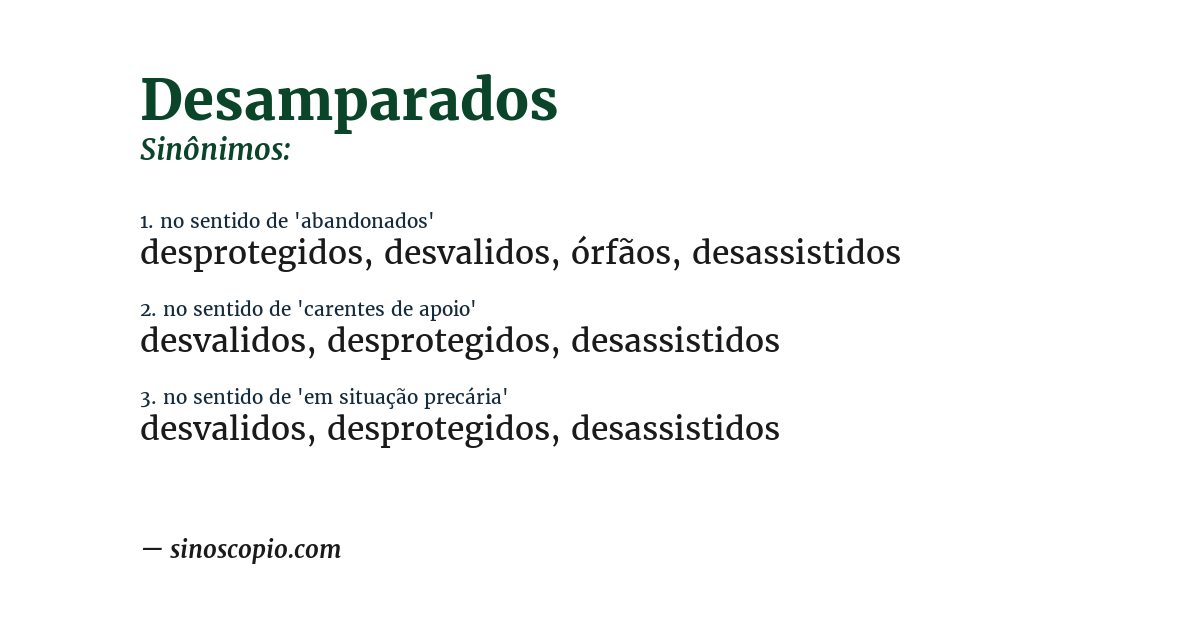 Sinônimo de desamparados