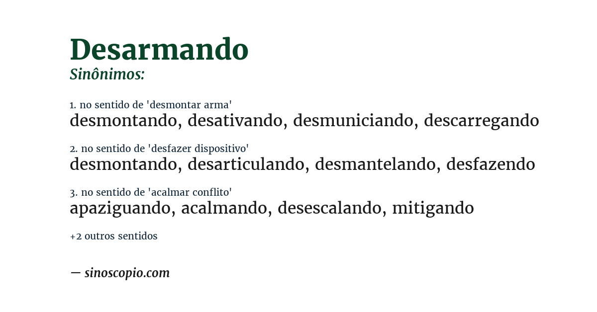 Sinônimo de desarmando