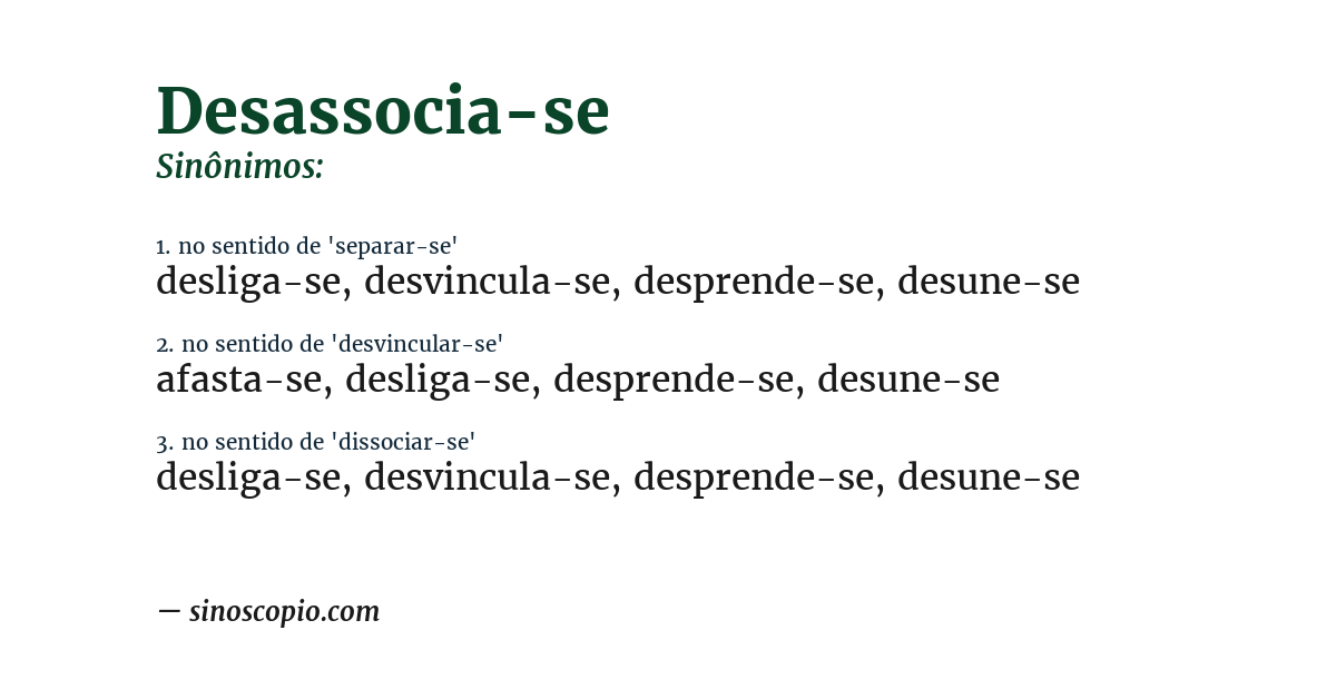 Sinônimo de desassocia-se
