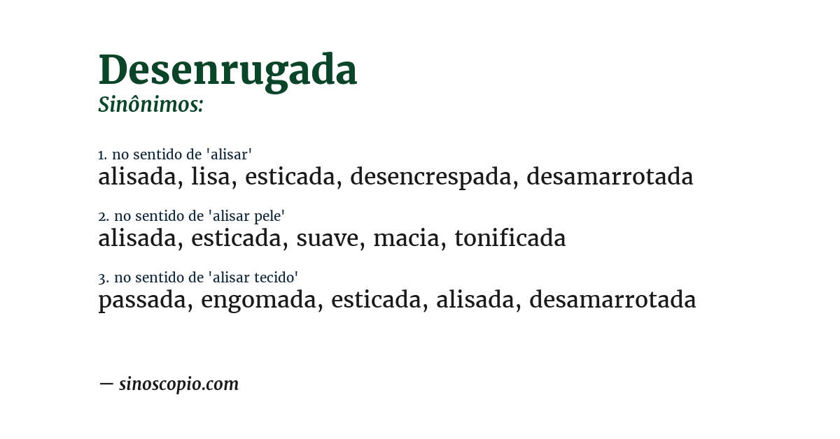 Sinônimo de desenrugada