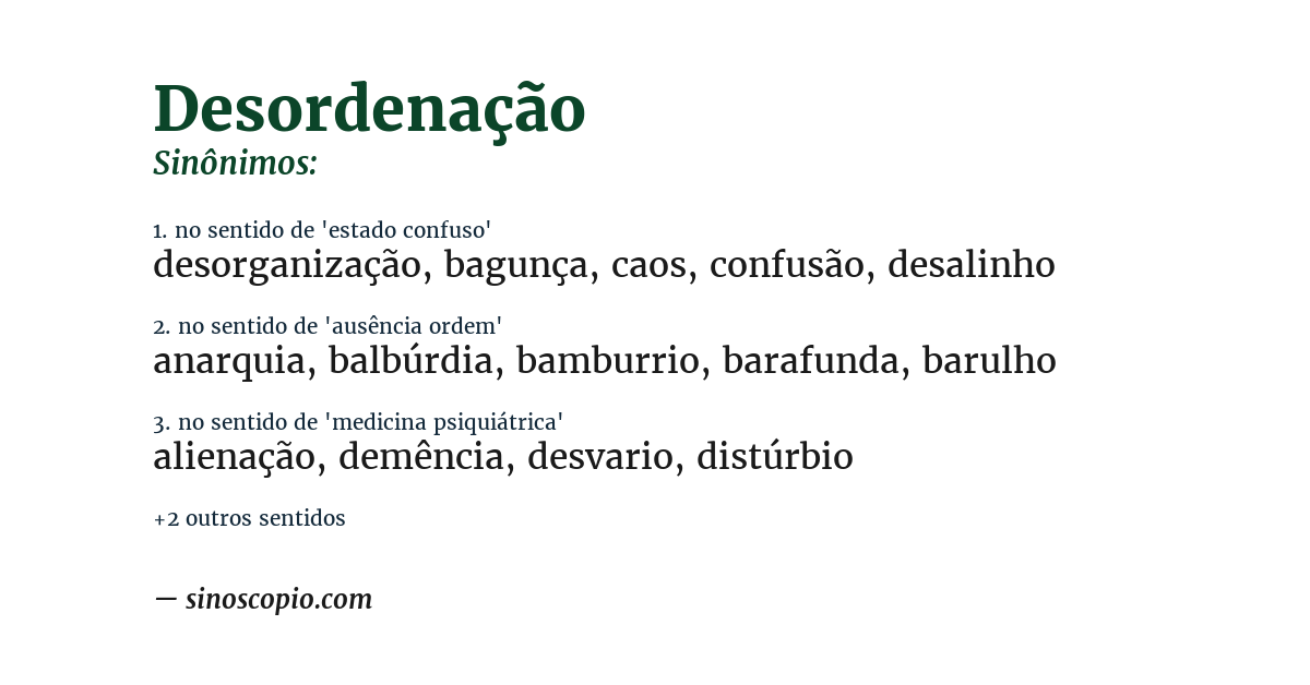 Sinônimo de desordenação