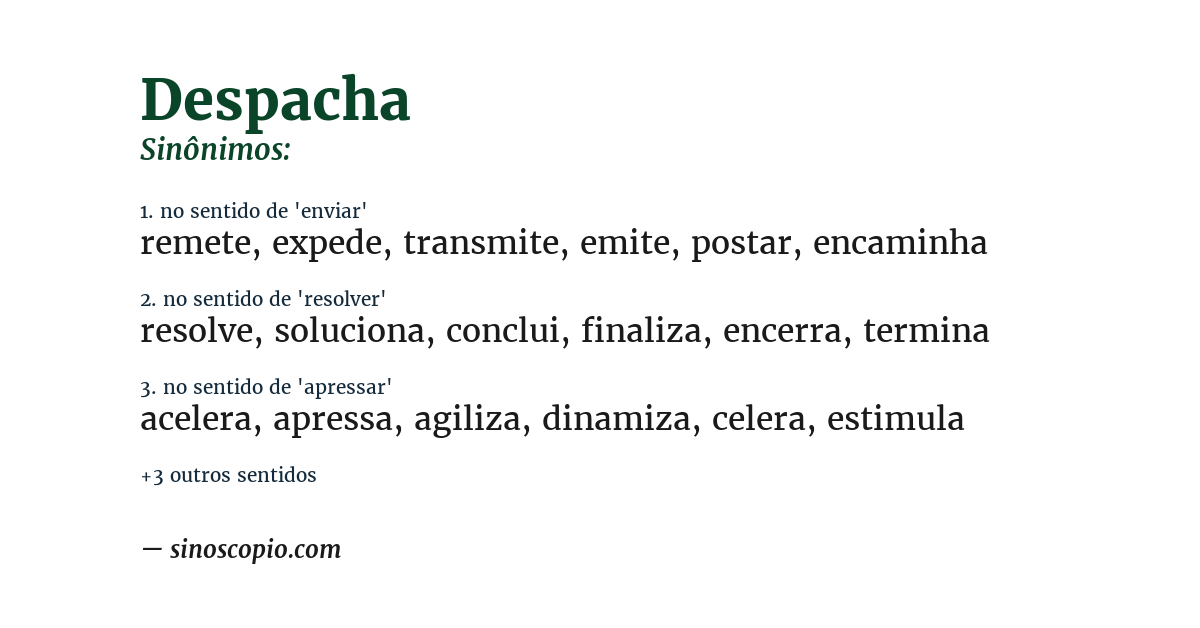 Sinônimo de despacha