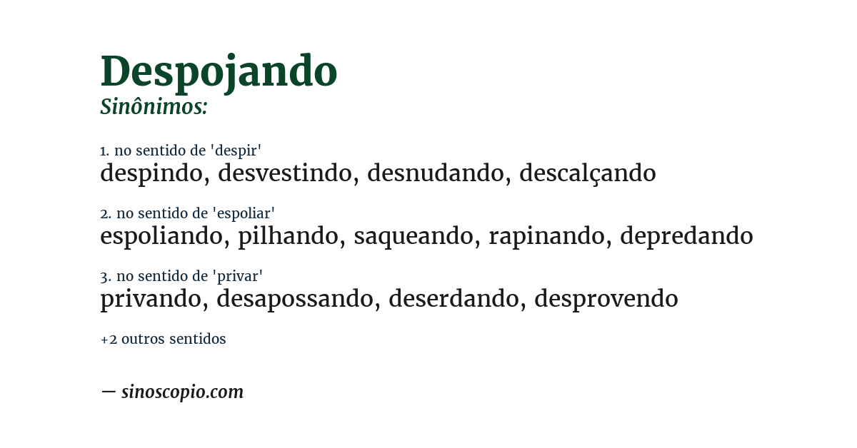 Sinônimo de despojando