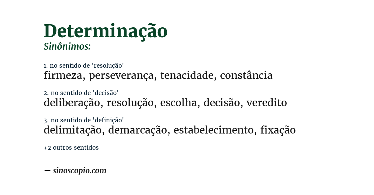 Sinônimo de determinação