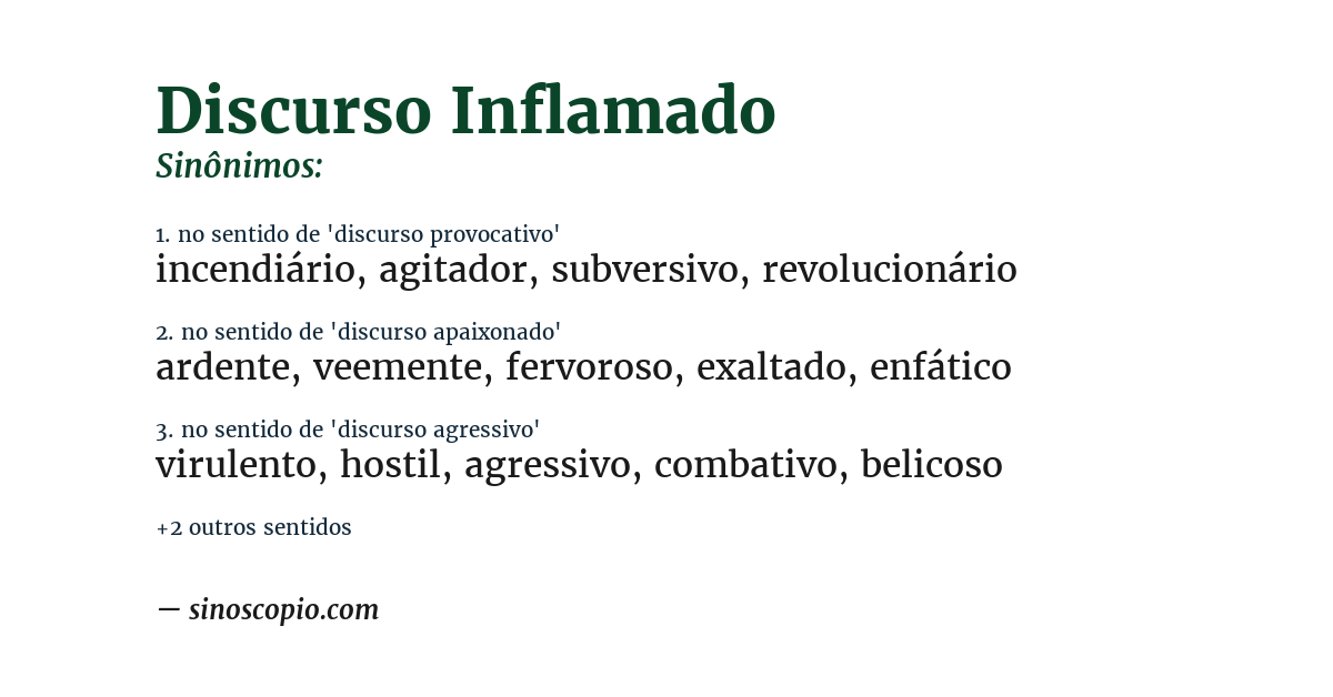 Sinônimo de discurso inflamado